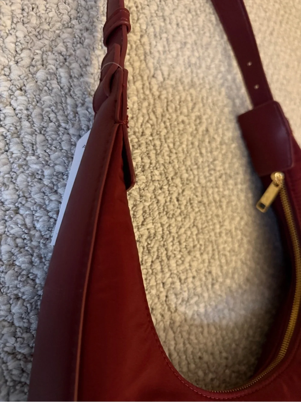 Time and Tru Harbour Hobo Bag Crimson Red Nylon Crescent Shoulder Purse NWT